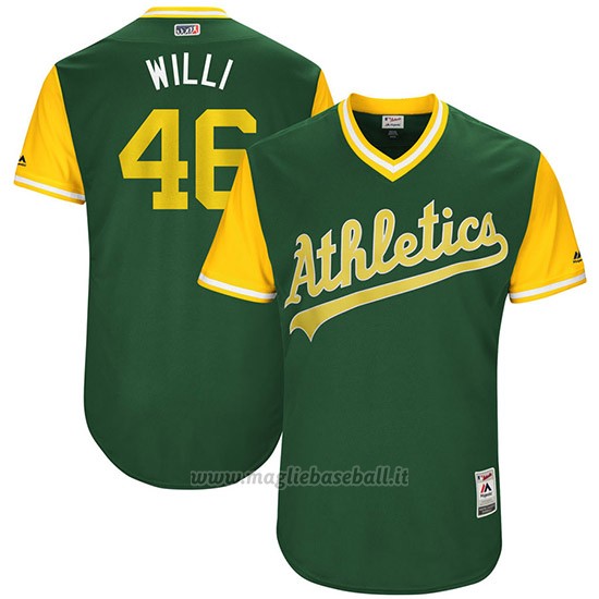 Maglia Baseball Uomo Oakland Athletics 2017 Little League World Series Santiago Casilla Verde
